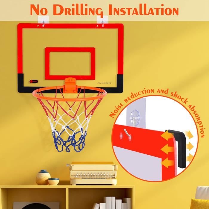 Mini Panier De Basket SUPER JOY – à Fixer Sur Porte Ou Mur – 3 Ballons, Pompe, Jante Acier – Cadeau Enfant