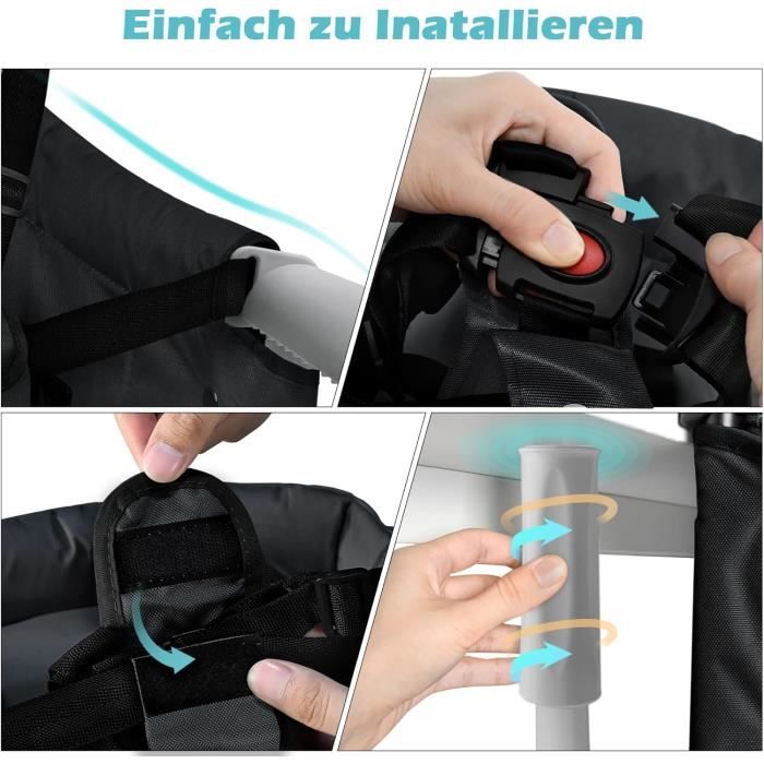 UISEBRT Siège De Table Pliable Pour Bébé - Chaise Haute Portable Avec Ceinture Sécurité Et Pinces Antidérapantes - Bleu