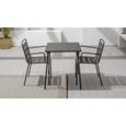 Ensemble table et fauteuils empilables de jardin OVIALA Palavas en acier gris-3