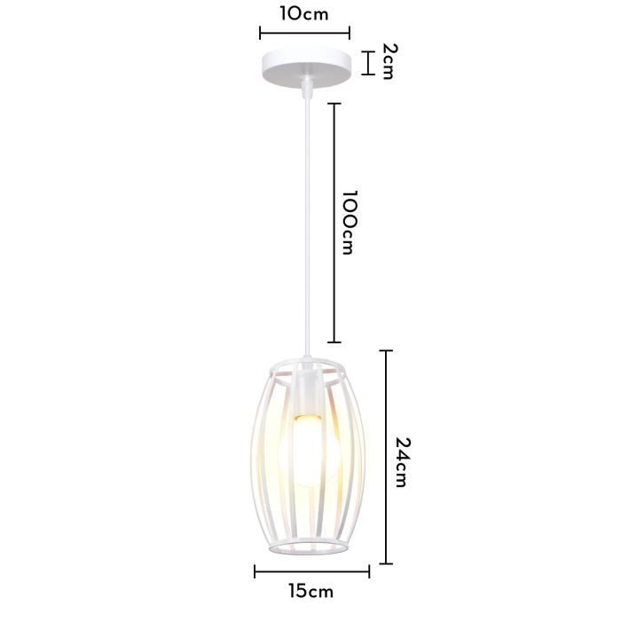 Lustre Suspension Moderne E27 Éclairage Intérieur Lampe Suspension Créative Simple Blanc 20CM