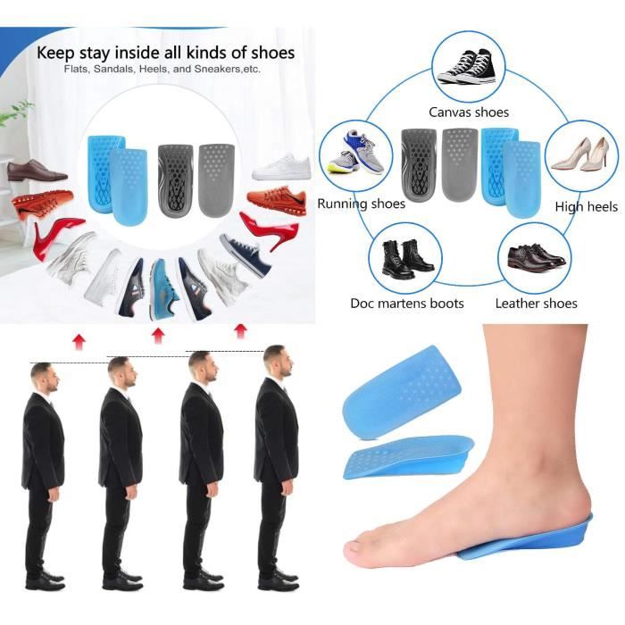Coussinets De Talon En Silicone - Rehaussement 5,5 Cm Invisible, Pour Chaussures Quotidiennes, Confortables