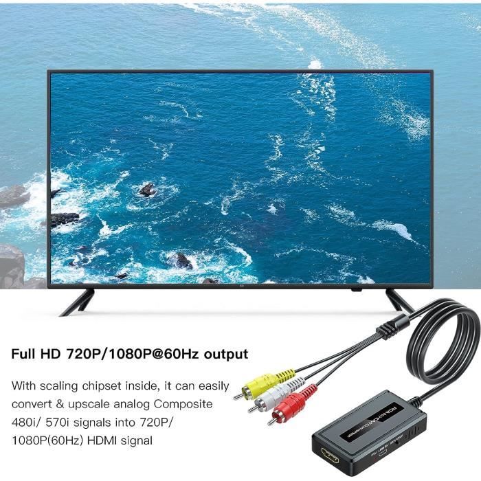 Convertisseur AV vers HDMI adaptateur vidéo composite AV vers HDMI RCA vers  HDMI d’axGear