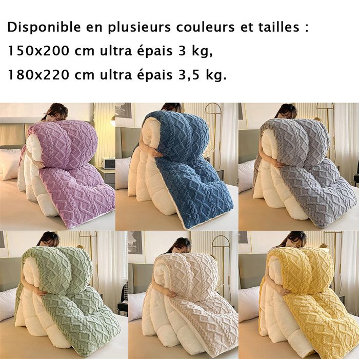 ZMIN Couette d'hiver Super Chaude en Laine d'agneau Double Face - Couette Épaisse Et Chaude en Peluche - Couette en Duvet De Couleur Unie - Lavable en Machine,A,150x200cm(2.5kg ZMIN Couette d'hiver Super Chaude en Laine d'agneau Double Face - Couette Épaisse Et Chaude en Peluche - Couette en Duvet De Couleur Unie - Lavable en Machine,A,150x200cm(2.5kg