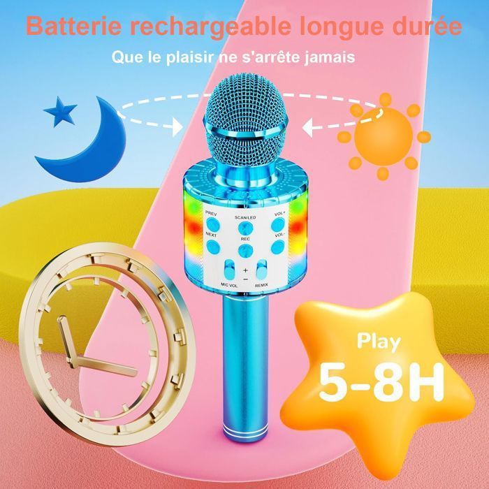 GeschenPark Microphone Enfant, Micro Karaoke Cadeau Anniversaire Fille