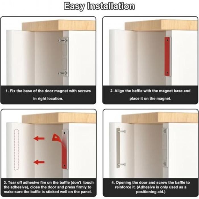 1/2/4/6pcs Fermeture Magnétique Pour Porte, Aimants Ultra Fins Pour * En Acier Inoxydable, Aimants Adhésifs Pour Porte D'* Pour Cuisine, Placard, Tiroir * Magnétique Pour