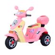Moto scooter électrique pour enfants - HOMCOM - 3 roues - Rose - Effets lumineux et sonores-0