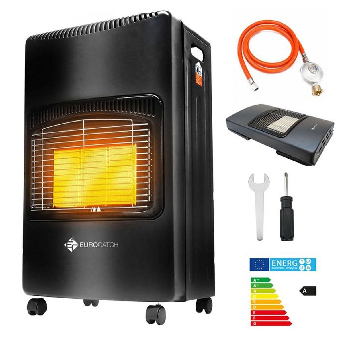 Chauffage à Gaz Portable En Céramique 1,3 KW | Pour Extérieur, Camping, Jardin | Allumage Piézo, Rouge | Dimensions 28,5x28,5x19,5 Cm - 10