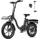 HITWAY Vélo Électrique 20" Pliant Argent, 36V 15.6Ah Batterie Amovible, Moteur 250W, 7 Vitesses, APP, Porte-bagages Avant