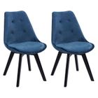 HAPPY GARDEN Lot de 2 chaises en velours NORA bleues avec coussin