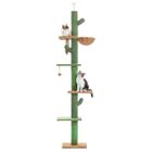 PAWZ Road Arbre à Chat au Plafond Cactus, Hauteur ajustable, Poteau griffoir sisal, hamac suspendu, 229-275cm