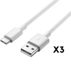 Cable USB-C pour Samsung A21S - A31 - A41 - A51 - A71 - Cable chargeur Type USB-C Blanc 1 Mètre [LOT 3] Phonillico®