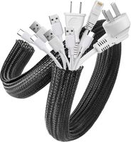 AGPTEK Gaine de Câble 3 Mètre 25-35 mm, Manchon de Câble Souple Ajustable Tissée Flexible pour Bureau - TV - Ordinateur PC, Noir