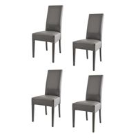 Tommychairs - Set 4 chaises cuisine LUISA, robuste structure en bois de hêtre, assise et dossier en cuir artificiel gris foncé