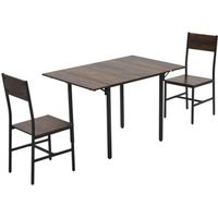 Ensemble table à manger extensible - HOMCOM - Design industriel noir et aspect bois - 118x78x76cm