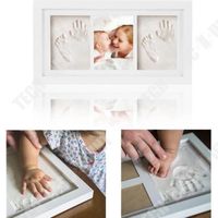 TD® Kit d'empreinte pour enfants avec cadre et bébé souvenir naissance encadré - Deux empreintes deux cadre photo - Blanc