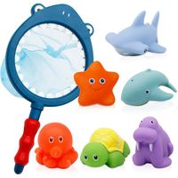 Jouets de bain bébé 1 2 3 4 ans   Lot de 9 pièces animaux marins en caoutchouc sans trou ni moisissures   Flotteurs   Puériculture & Eveil bébé