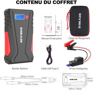 YaberAuto Booster De Démarrage Auto Puissant – Batterie De Secours Avec Ports IN/OUT, Idéal Pour Voitures, Camions Et Plus
