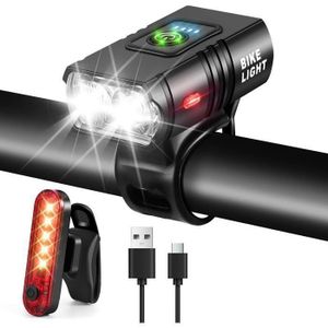 Kit Phares Vélo Avant/arrière Rechargeables USB - 8500 Lumens, 4+4 Modes, étanche IPX6, Pour Route Et VTT