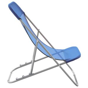 Chaise Pliante Vintage Enfant - Aluminium Et Tissu Bleu/orange/blanc - Pour Extérieur - Occasion