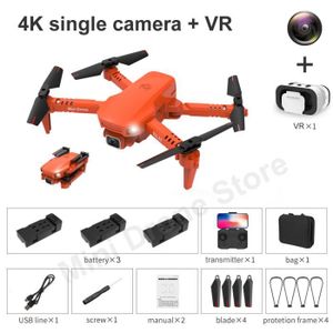 DRONE Orange 4K 1C 3B VR - Mini Drone Quadrirotor Pliant
