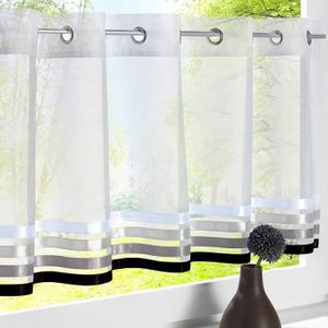 Bailey Jo 1pc Rideau Voilage Brise Bise Broderie Fleur Blanc Avec Passementerie Hxl 30x90cm Rideaux Courts Passe Tringle Decoration De Fenetre Chambre Salle De Bain Cafe Cuisine Maison Decoration De La Maison