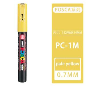 MARQUEUR jaune pâle - 1 Pcs Japon Uni Posca Marqueurs PC 1M Peinture Stylo POP Affiche Graffiti Publicité Étanche Étud