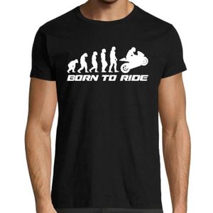 T-SHIRT T-Shirt noir Homme moto -  Born to Ride - 100% cot