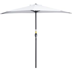 PARASOL Outsunny Demi parasol, parasol de balcon 5 entretoises acier polyester 2,6L x 1,35l x 2,3H m crème