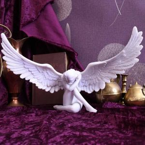 Lot de 4 petits Angelots assis en résine 3cm, Blanc