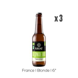 BIERE Pack Bières Vivat BIO Blonde - 3x33cl - 6%