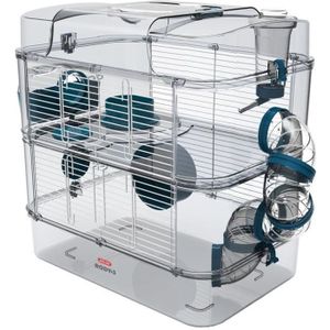 CAGE ZOLUX Cage sur 2 étages pour hamsters, souris et gerbilles - Rody3 duo - L 41 x p 27 x h 40,5 cm - Bleu