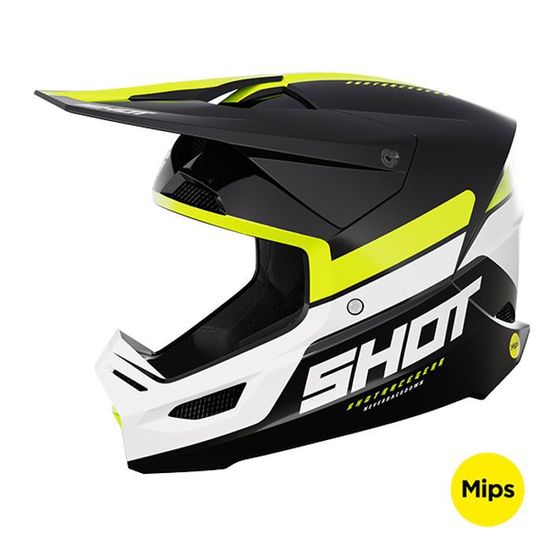 Casque Moto Cross SHOT Race Gear Furious Scope Neon Yellow Glossy - Homologué ECE 22.06 - Ventilation Maximale Et Confort Optimal