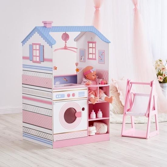Nurserie de poupon - Teamson Kids - Dreamland - Maison de poupée à 2 façades - Mobile musical rose