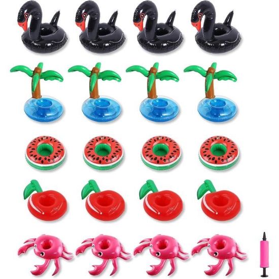 Lot De 2 Porte-gobelets Gonflables Flamants Roses Pour Piscine, Jacuzzi Ou Plage - Multicolore