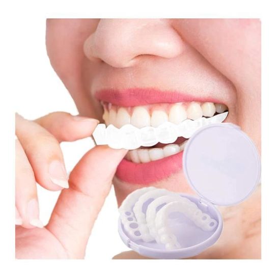 2 Paires Faux Dentier, Dent Provisoire Fausse Dent Dentier Amovible Haut Et  Bas, Facette Prothese Dentaire, Fausses Dents Alternatives Au Blanchiment