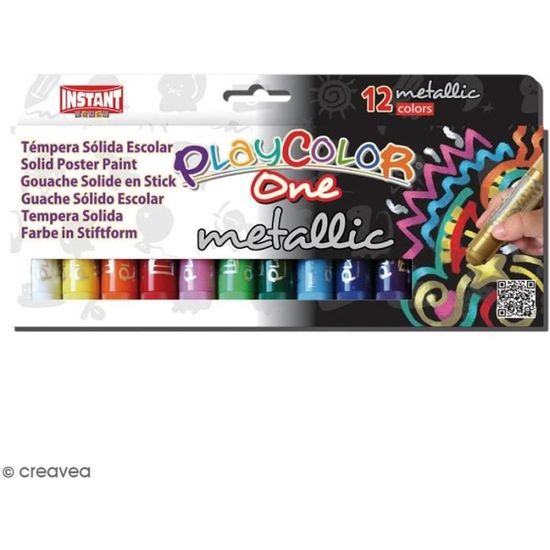 Gouache solide Playcolor en stick Assortiment Metallic 12 tubes