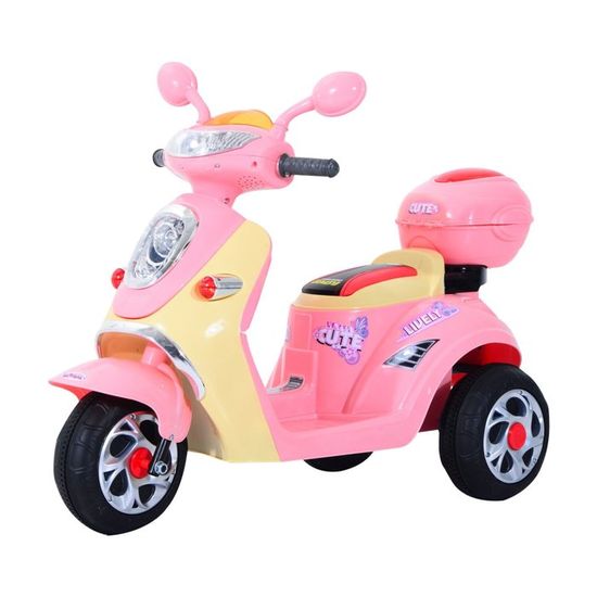 Moto scooter électrique pour enfants - HOMCOM - 3 roues - Rose - Effets lumineux et sonores