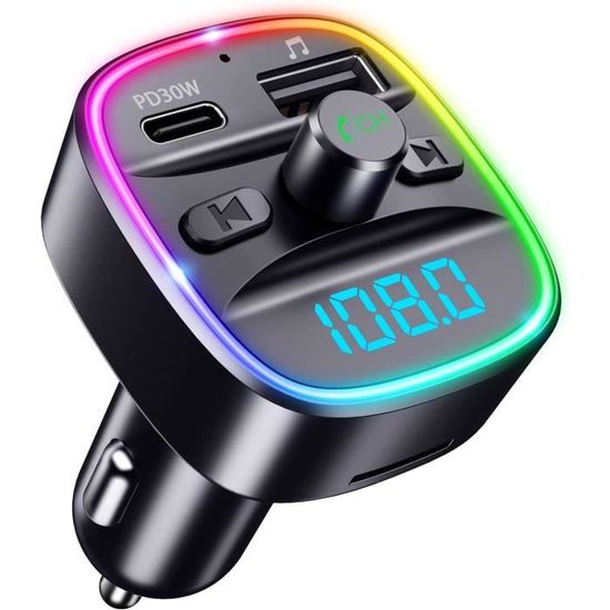 Emetteur Fm Bluetooth Pour Voiture, Radio Bluetooth Radio 5.0 Adaptateur De Voiture Bluetooth