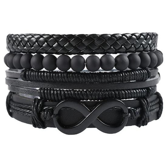 Bracelet En Cuir Mixte Noir/marron Pour Homme Et Femme - Neuf Avec étiquettes - Sans Marque