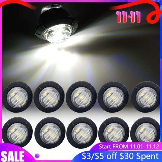Feux De Position Latéraux à LED Pour Camion/remorque/caravane - 3 LEDs, 12V/24V, Rouge/blanc/jaune, Dimensions 45x10 Cm | Étanche Et Haute Visibilité