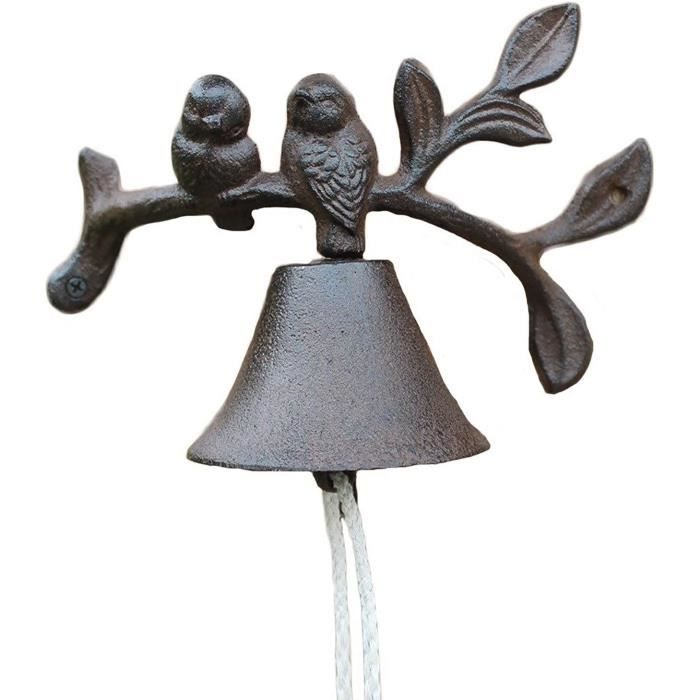 Cloche Carillon En Fonte Rustique 12x8x13 Cm – Cloche De Porte D'Entrée Vintage Style Brocante
