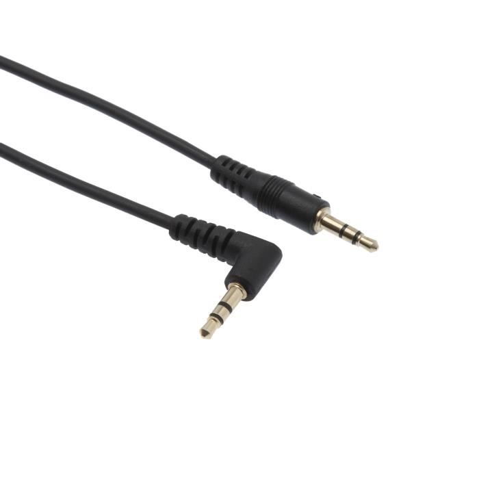 APM Cordon Jack - 3,5mm - Stéréo Mâle Coude/Mâle Droit - Noir - 1m