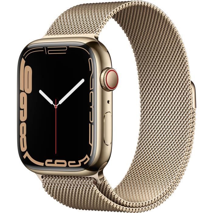 Apple Watch Series 7 GPS + Cellular - 45mm - Boîtier Gold Stainless Steel - Bracelet Gold Milanese Loop
