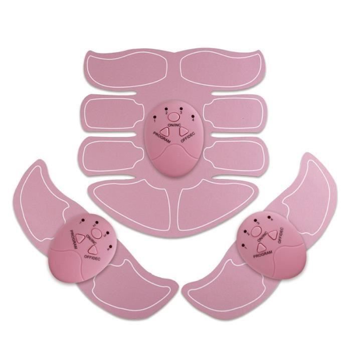 Ceinture Abdominale Electrostimulateur Musculaire appareil abdominal EMS Abdominaux Bras Cuisses Appareil de Fitness Rose