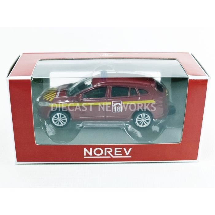 Voiture Miniature de Collection - NOREV 1/64 - RENAULT Megane Estate Pompier - Red / Yellow - 319211_MEGPOMP
