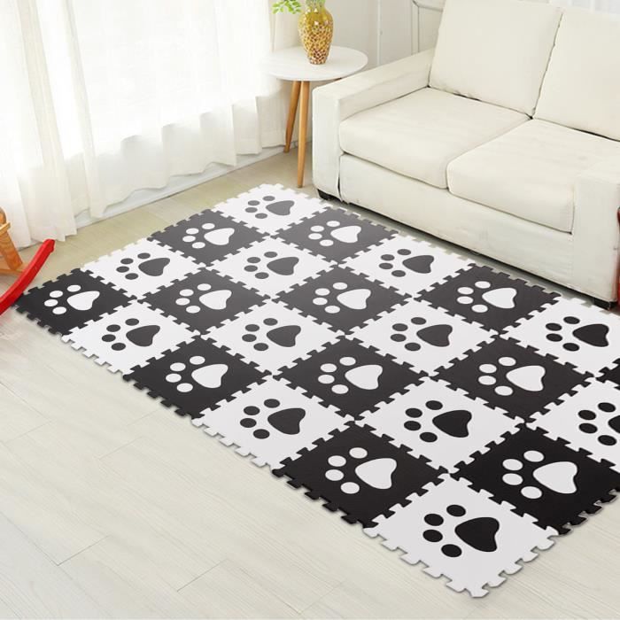 DREAMADE Tapis de Puzzle pour Enfants Tapis de Sol 24 Dalles avec Motif Pattes Détachable en Mousse EVA sans Goût 30 x 30 x 1CM