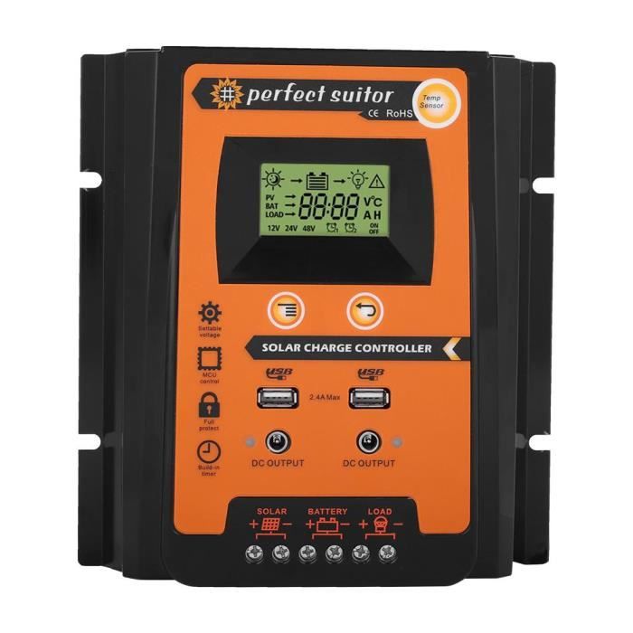 LIA 12V / 24V 50A MPPT Contr?leur de charge solaire Régulateur de batterie de panneau solaire Double USB LCD Display