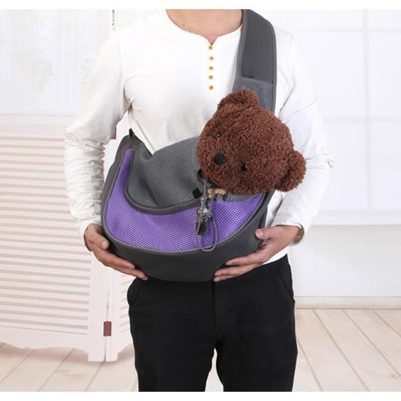 Sac de Transport Bandoulière pour Chien Chat, Sac Porte Chien Sac Bandoulière pour Chien 31*24*22cm Violet
