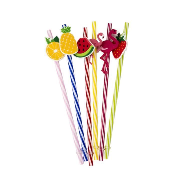 25 pièces pailles à boire en plastique sur le thème d'Hawaï en papier décoratif pipettes à décors de fête pour PAILLE NON JETABLE