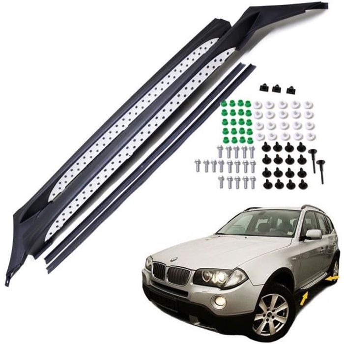 2 MARCHE PIED ANTIDERAPANT ALUMINIUM + ABS POUR BMW X3 E83 DE 2004 A 2010